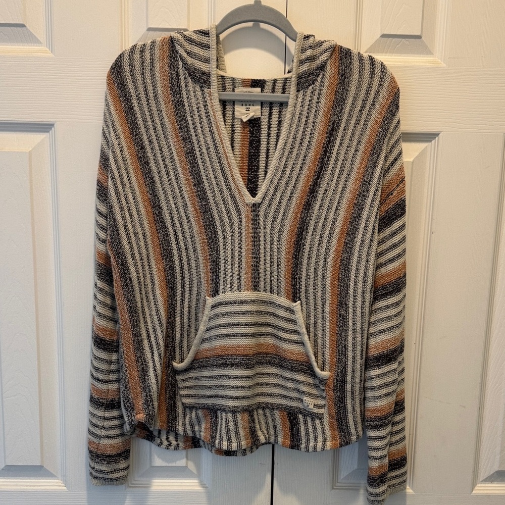 Billabong Baja Striped Knit Hoodie Pullover Sweater Size Medium‎